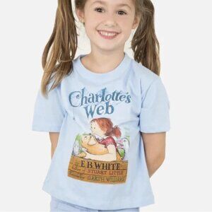 Out Of Print | Charlotte's Web Blue Short Sleeve Tee + Book | Size 6